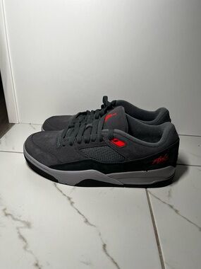 Jordan Men’s Low-Top Athletic Sneakers in Gray with Red Accents